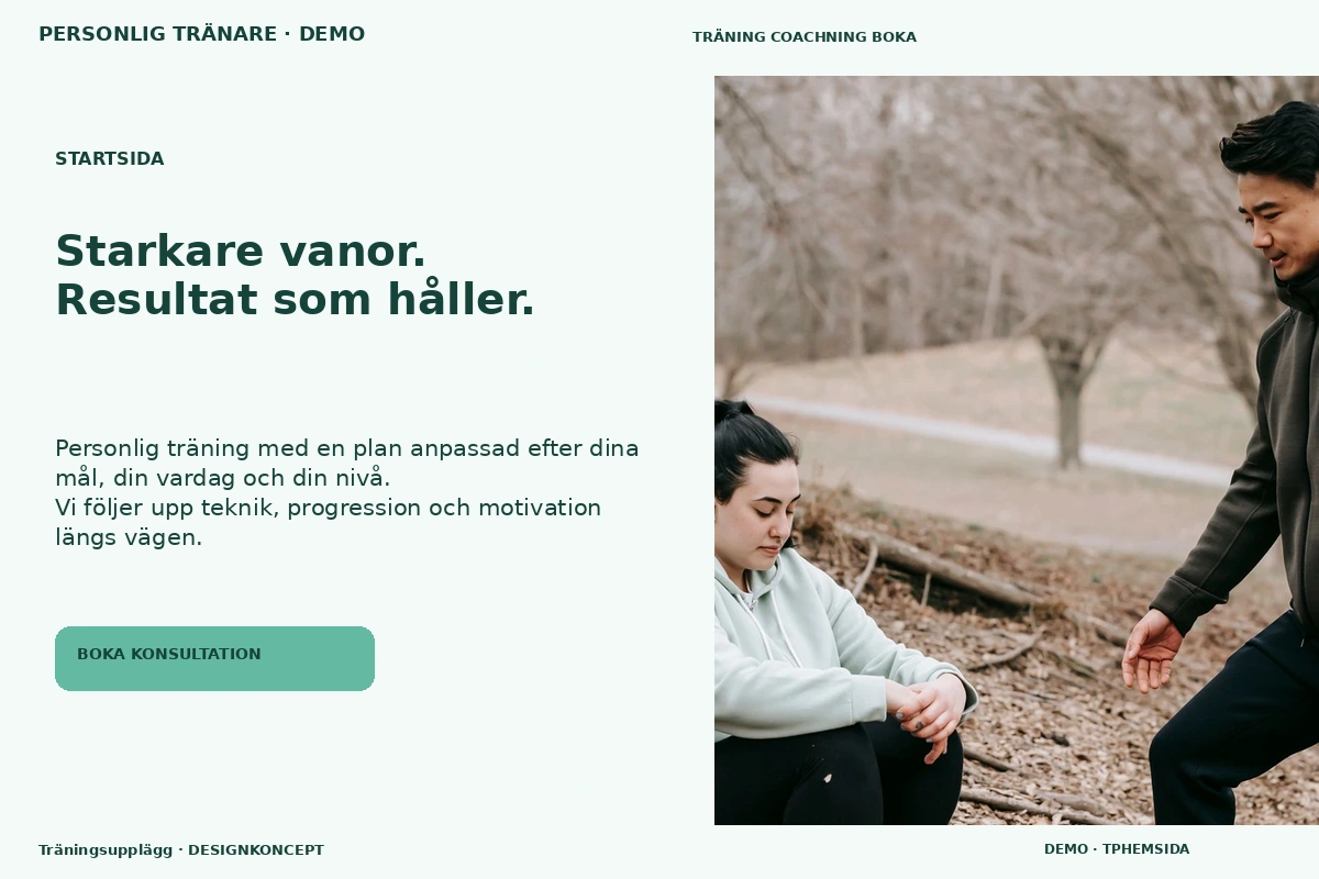 Träningsupplägg – Startsida för personlig tränare