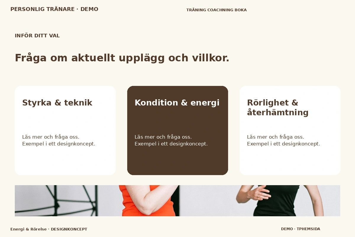 Energi & Rörelse – Alternativ & villkor för personlig tränare
