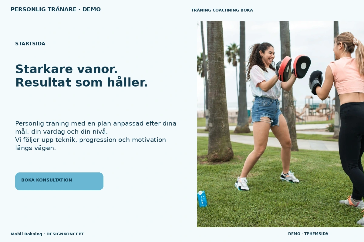 Mobil Bokning – Startsida för personlig tränare