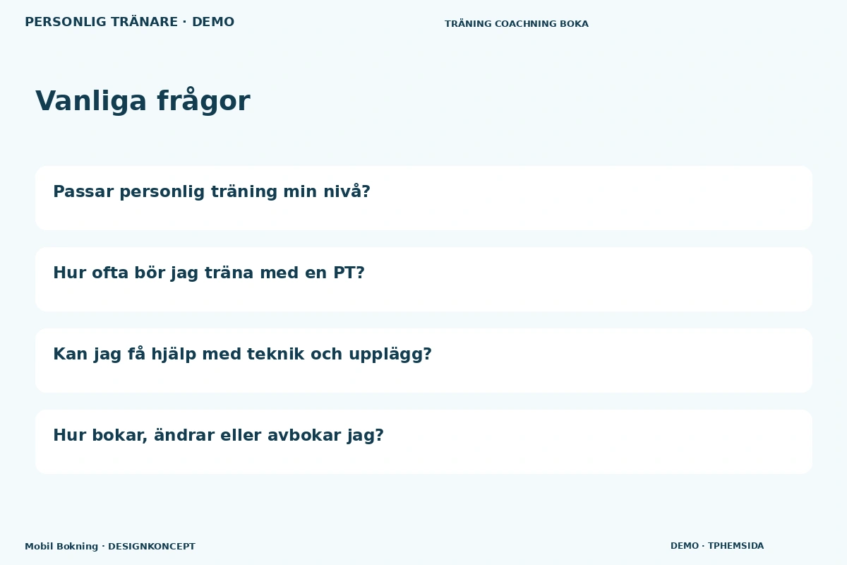 Mobil Bokning – Vanliga frågor för personlig tränare