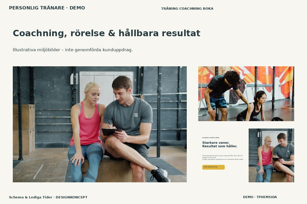 Schema & Lediga Tider – Coachning, rörelse & hållbara resultat för personlig tränare