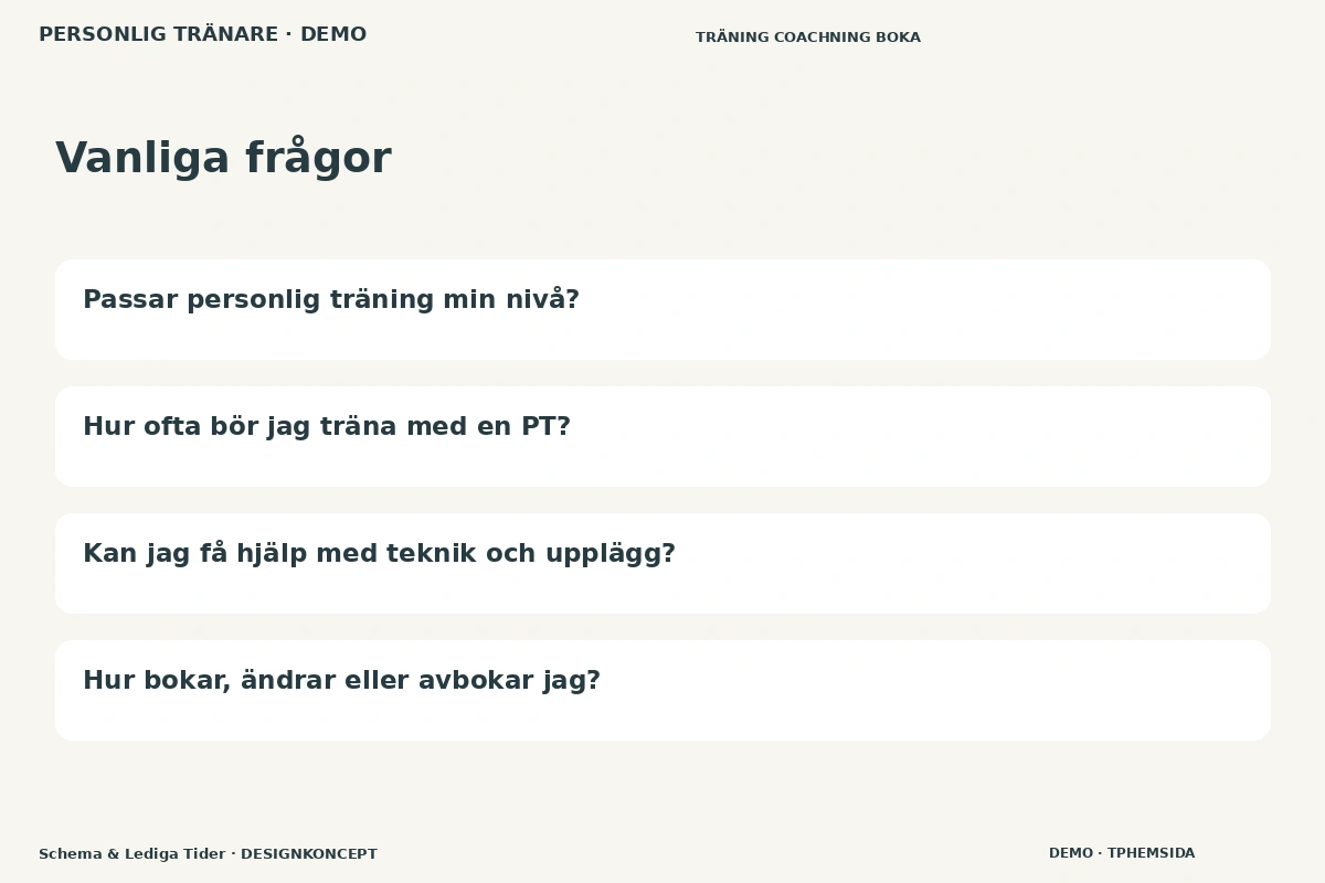 Schema & Lediga Tider – Vanliga frågor för personlig tränare