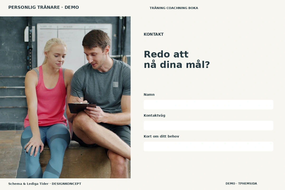 Schema & Lediga Tider – Kontakt för personlig tränare