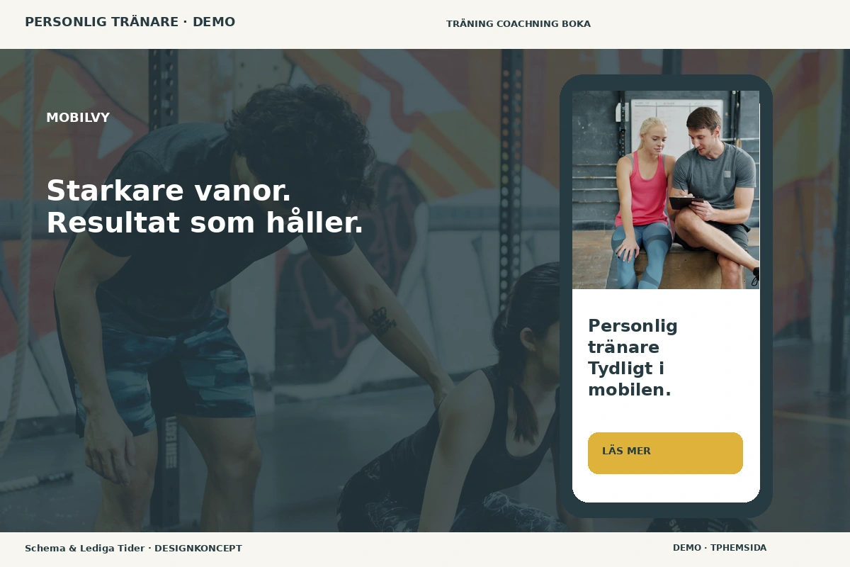 Schema & Lediga Tider – Mobilvy för personlig tränare