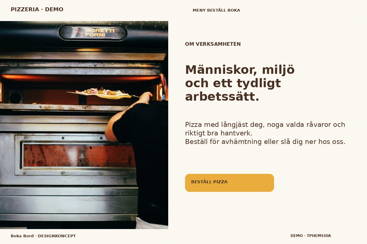 Boka Bord – Om verksamheten för pizzeria