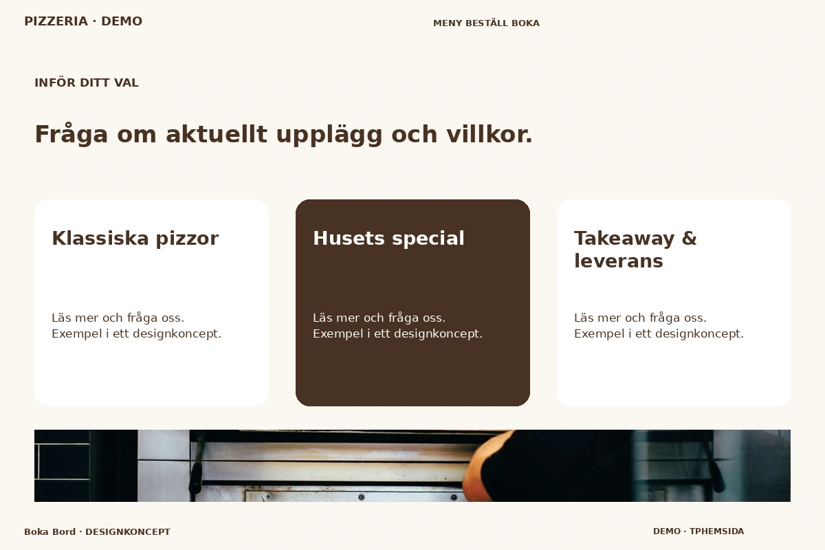 Boka Bord – Alternativ & villkor för pizzeria