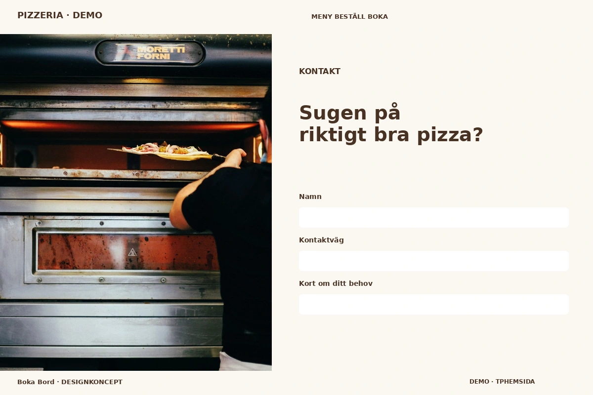 Boka Bord – Kontakt för pizzeria