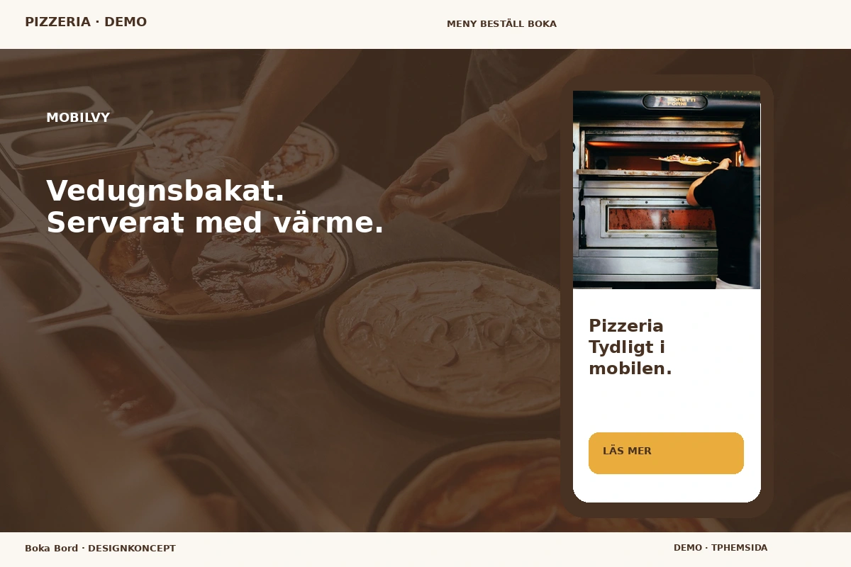 Boka Bord – Mobilvy för pizzeria