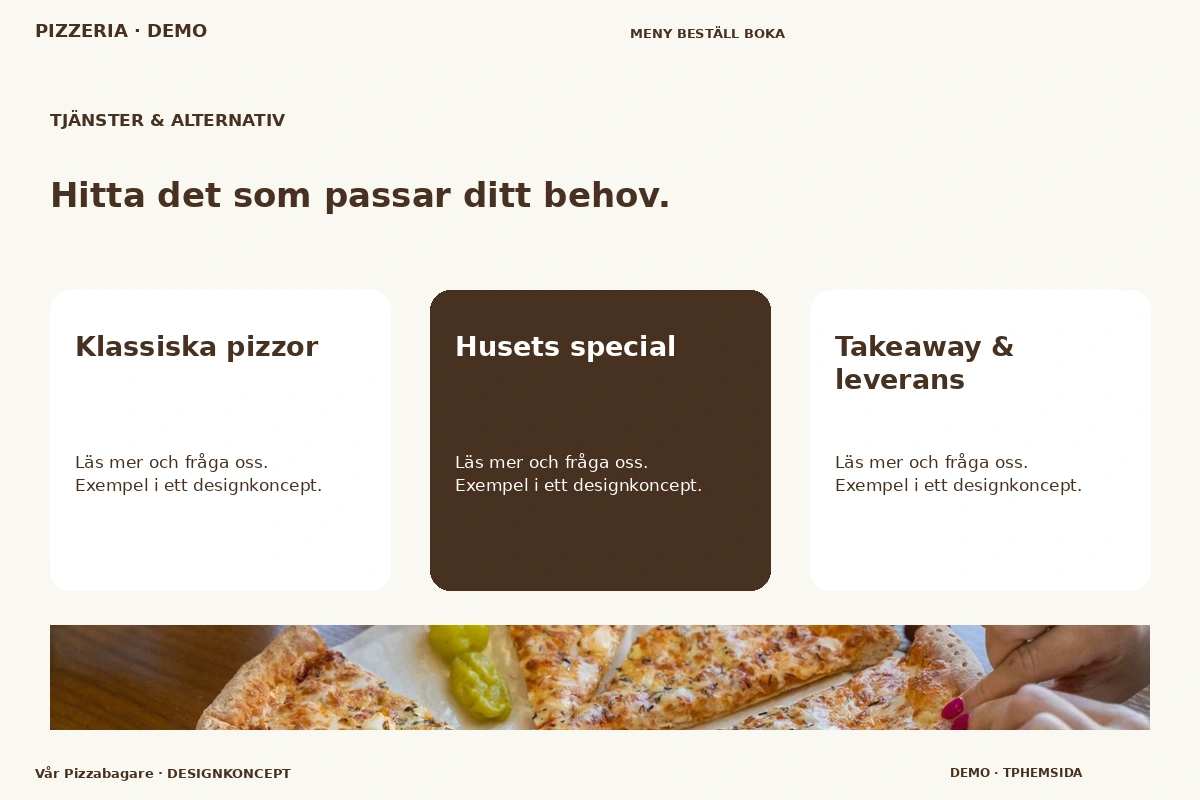 Vår Pizzabagare – Tjänster & alternativ för pizzeria