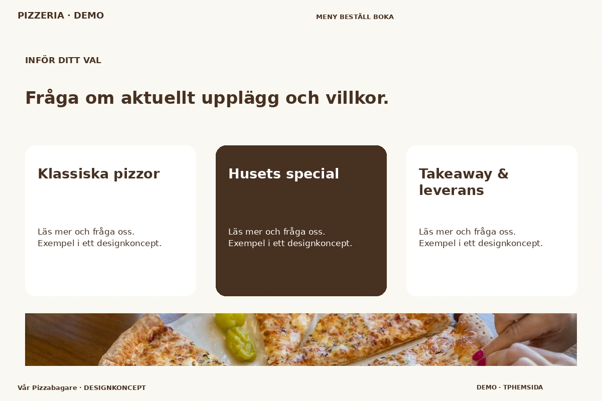 Vår Pizzabagare – Alternativ & villkor för pizzeria