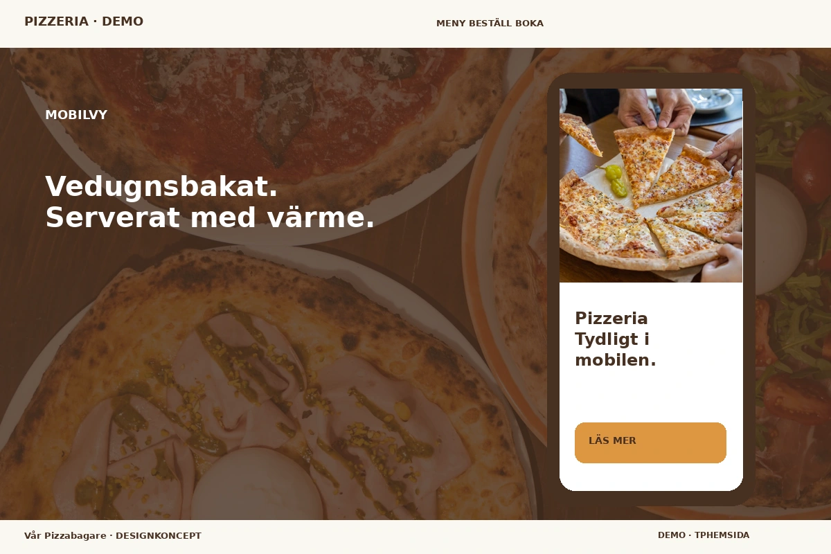 Vår Pizzabagare – Mobilvy för pizzeria