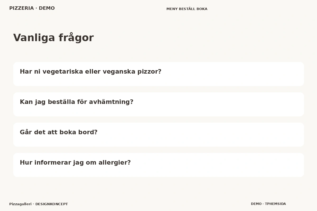Pizzagalleri – Vanliga frågor för pizzeria