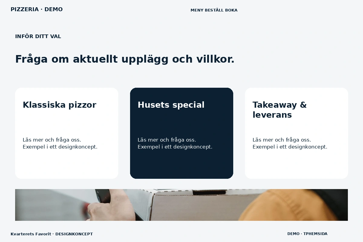 Kvarterets Favorit – Alternativ & villkor för pizzeria