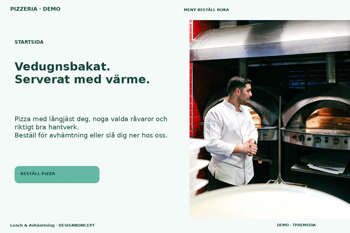 Lunch & Avhämtning – Startsida för pizzeria