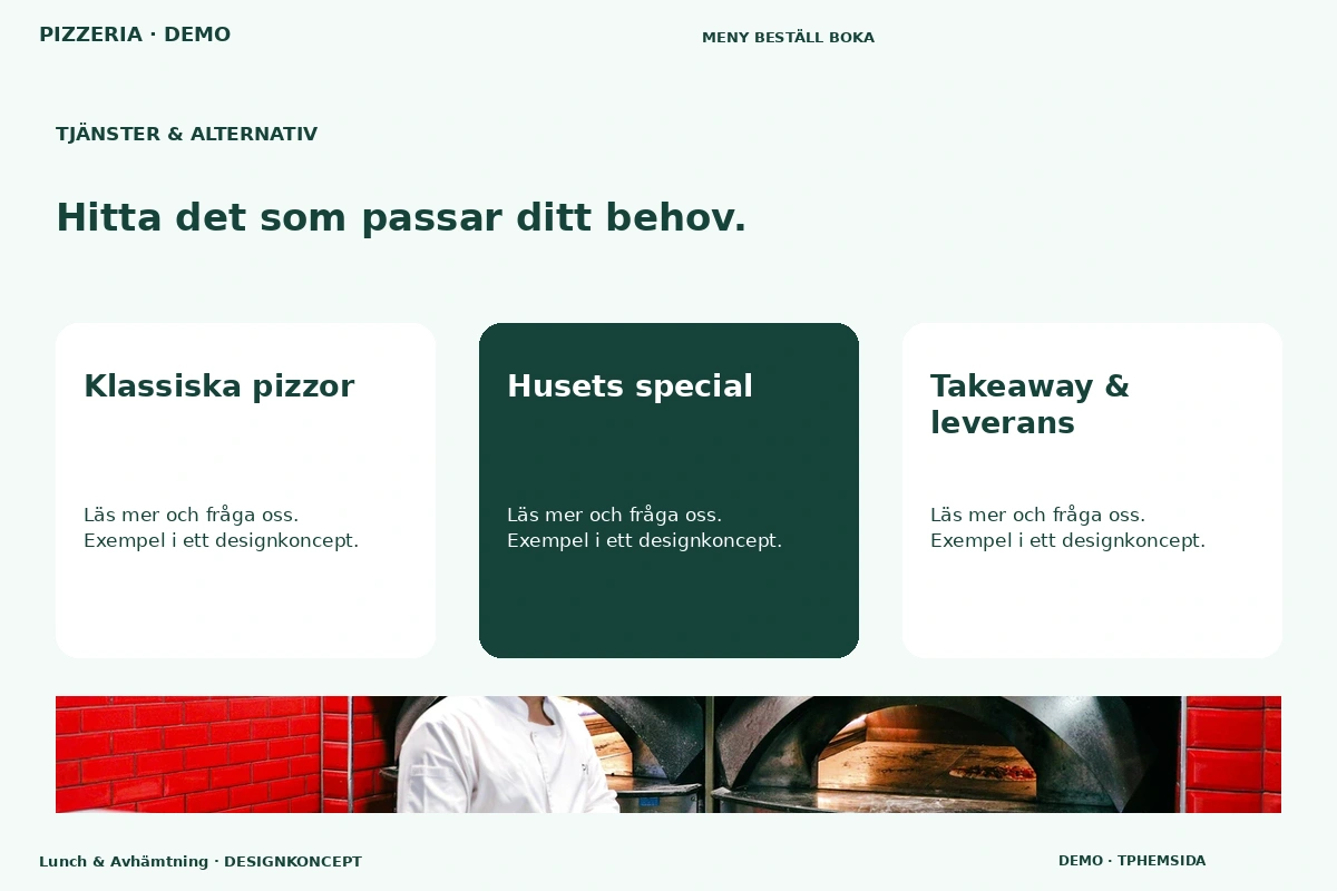 Lunch & Avhämtning – Tjänster & alternativ för pizzeria
