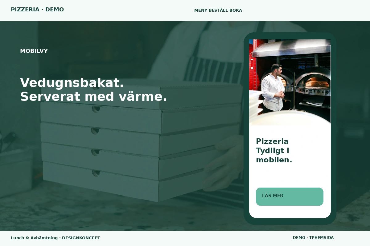 Lunch & Avhämtning – Mobilvy för pizzeria