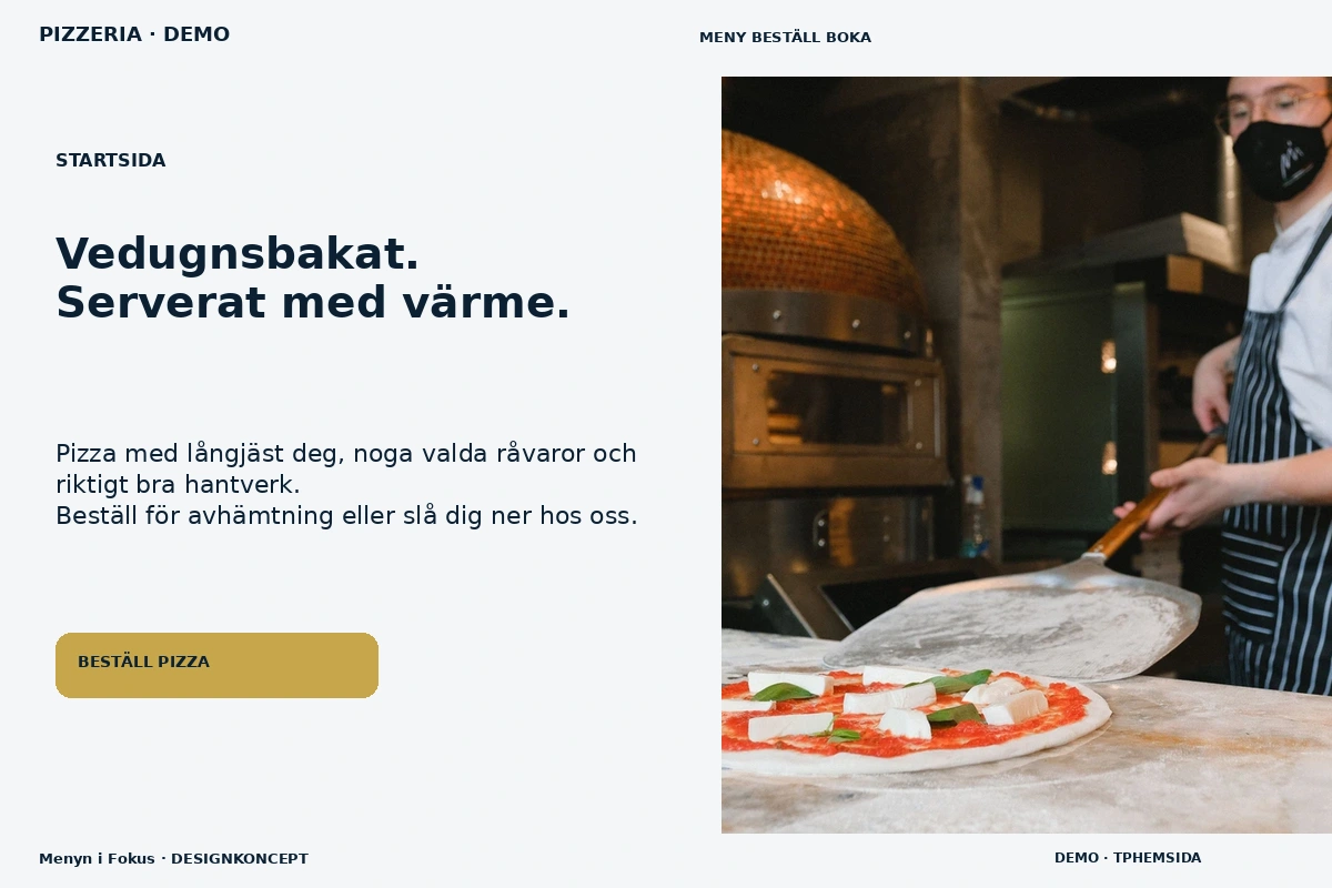 Menyn i Fokus – Startsida för pizzeria