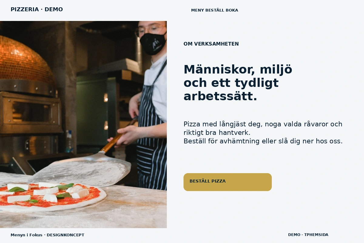 Menyn i Fokus – Om verksamheten för pizzeria