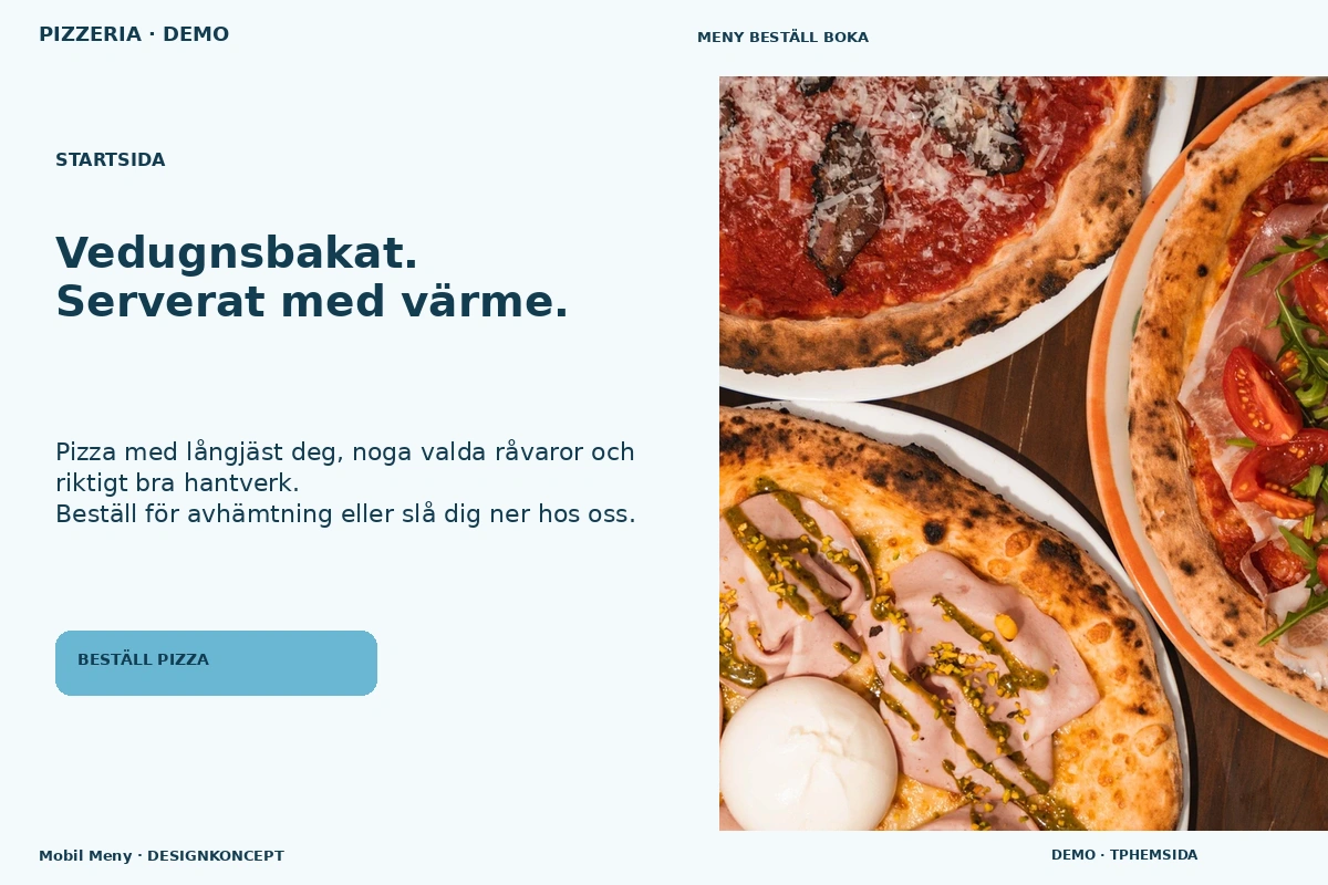 Mobil Meny – Startsida för pizzeria