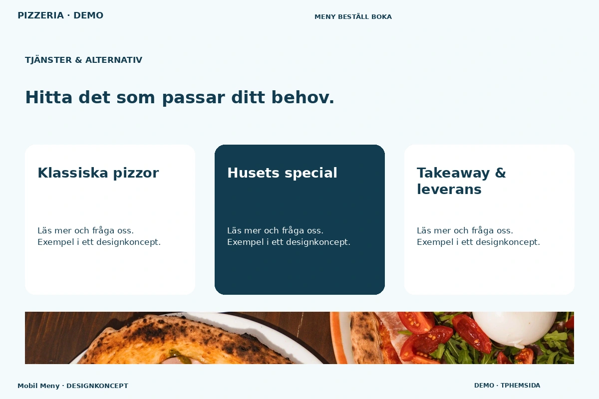 Mobil Meny – Tjänster & alternativ för pizzeria
