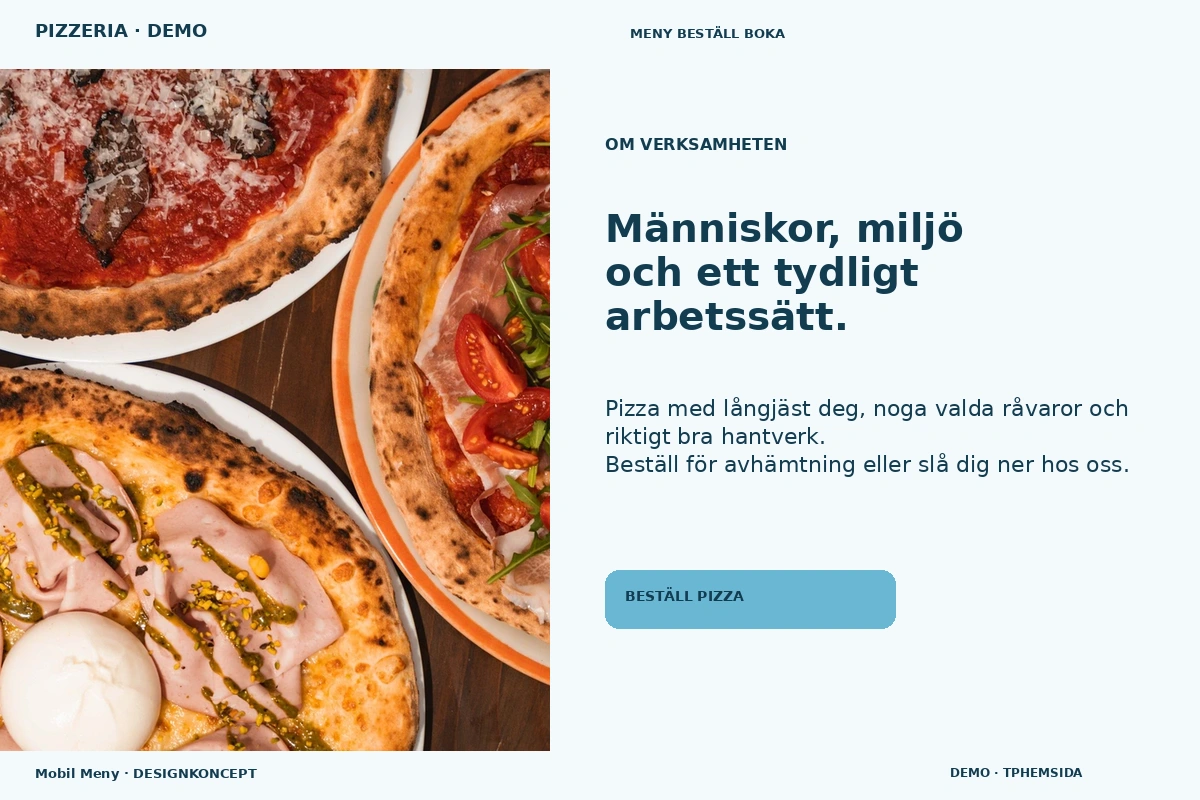 Mobil Meny – Om verksamheten för pizzeria