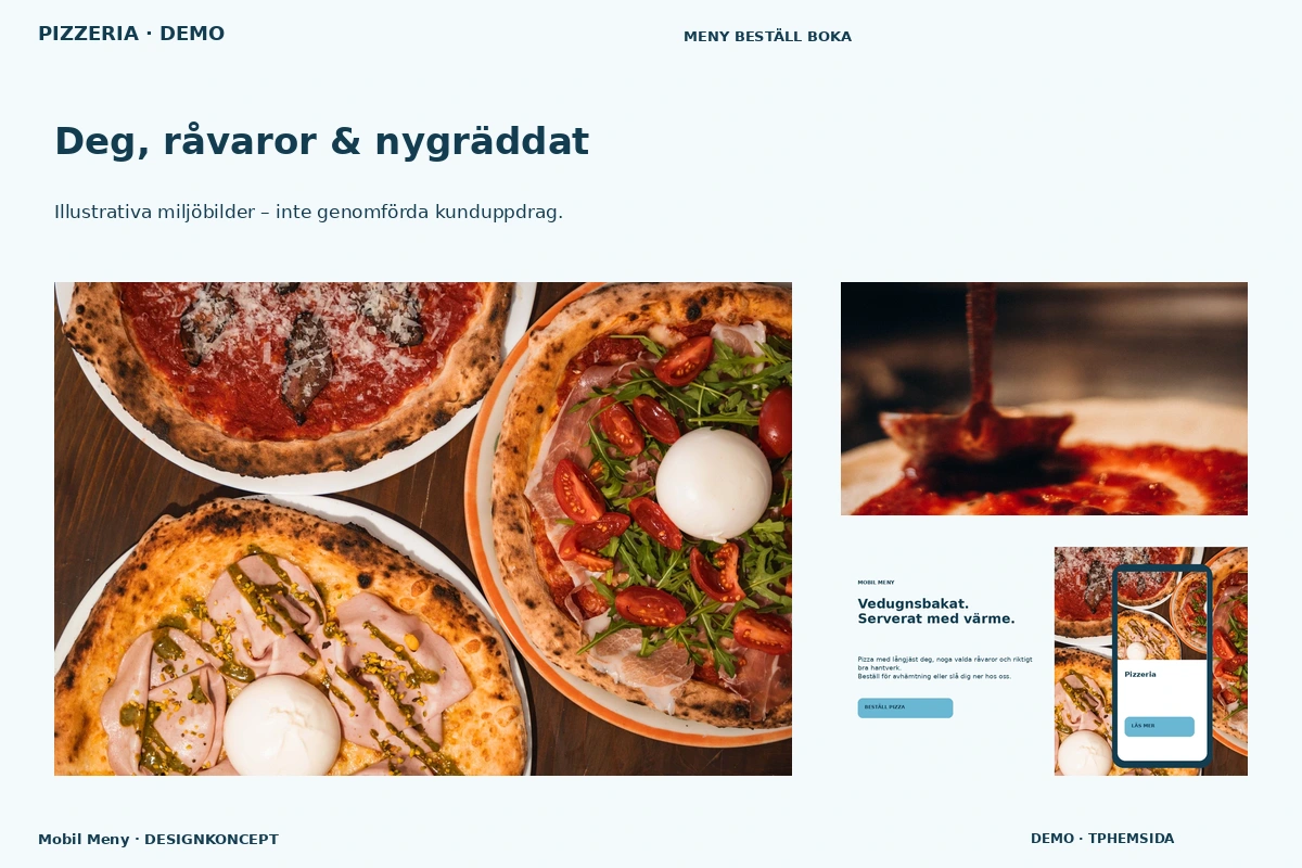 Mobil Meny – Deg, råvaror & nygräddat för pizzeria