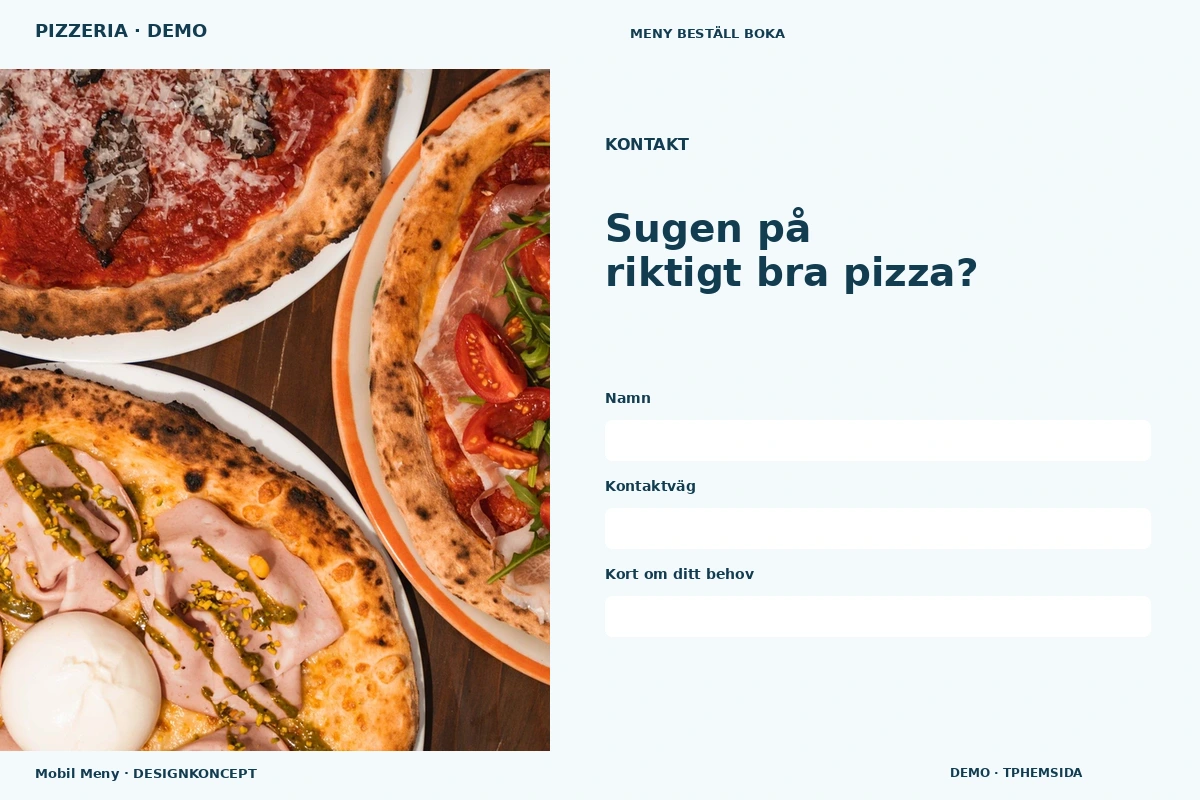 Mobil Meny – Kontakt för pizzeria