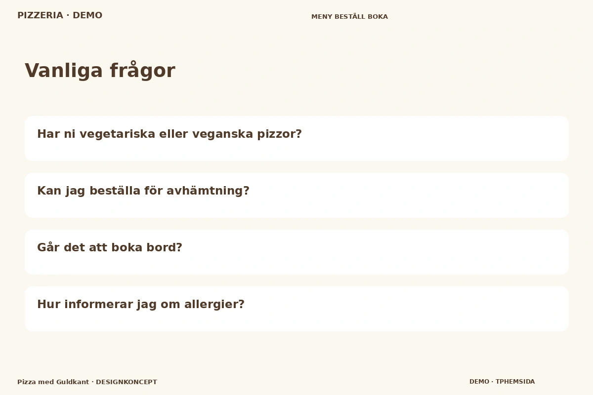 Pizza med Guldkant – Vanliga frågor för pizzeria