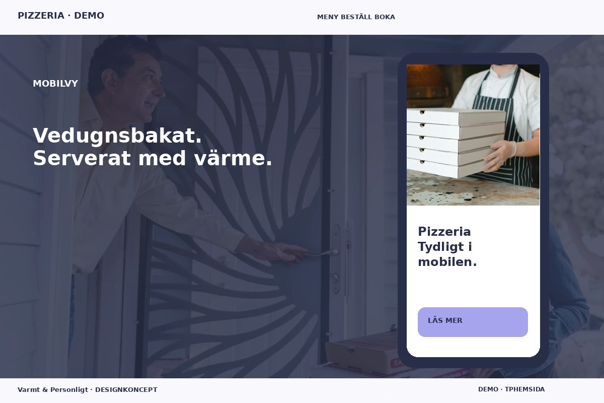 Varmt & Personligt – Mobilvy för pizzeria
