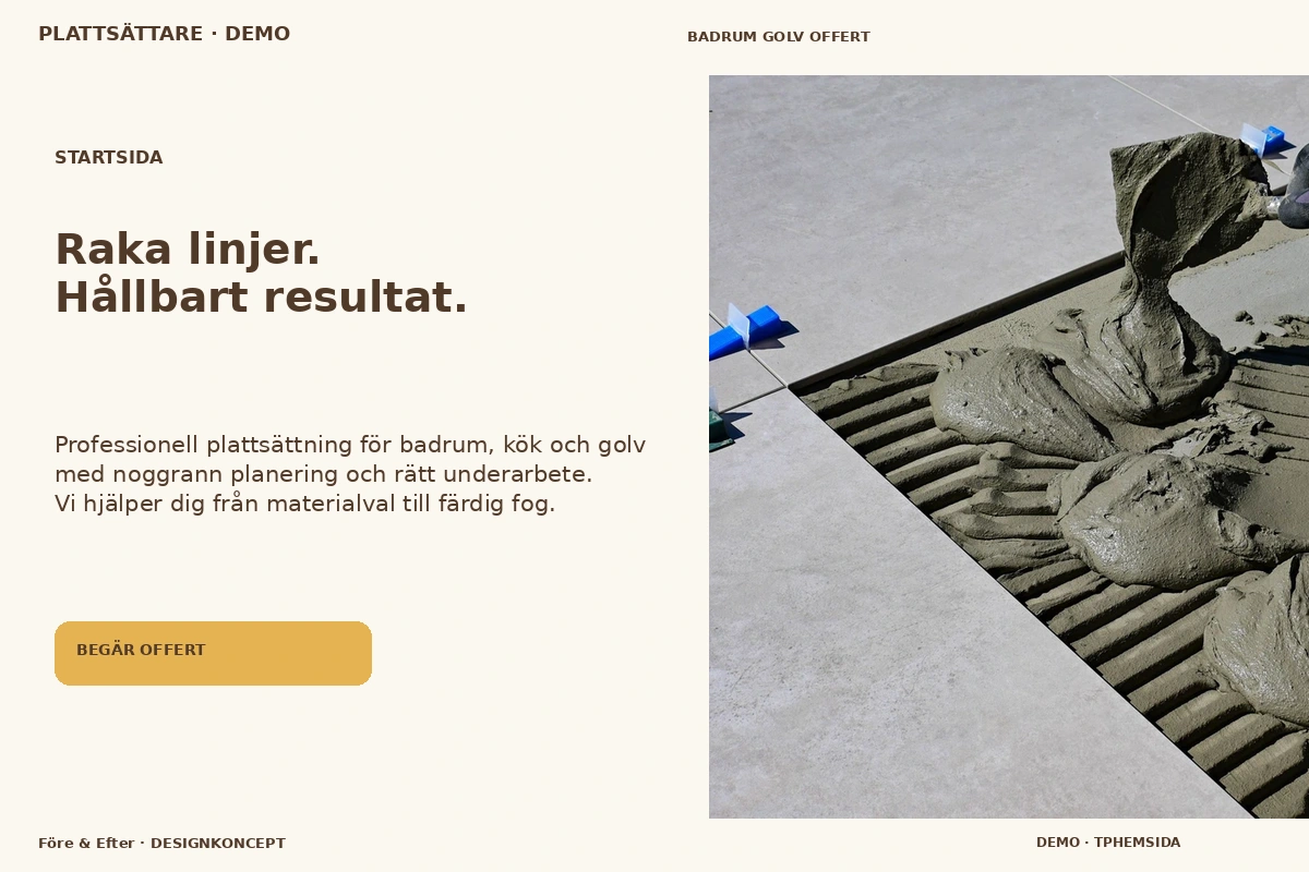Före & Efter – Startsida för plattsättare