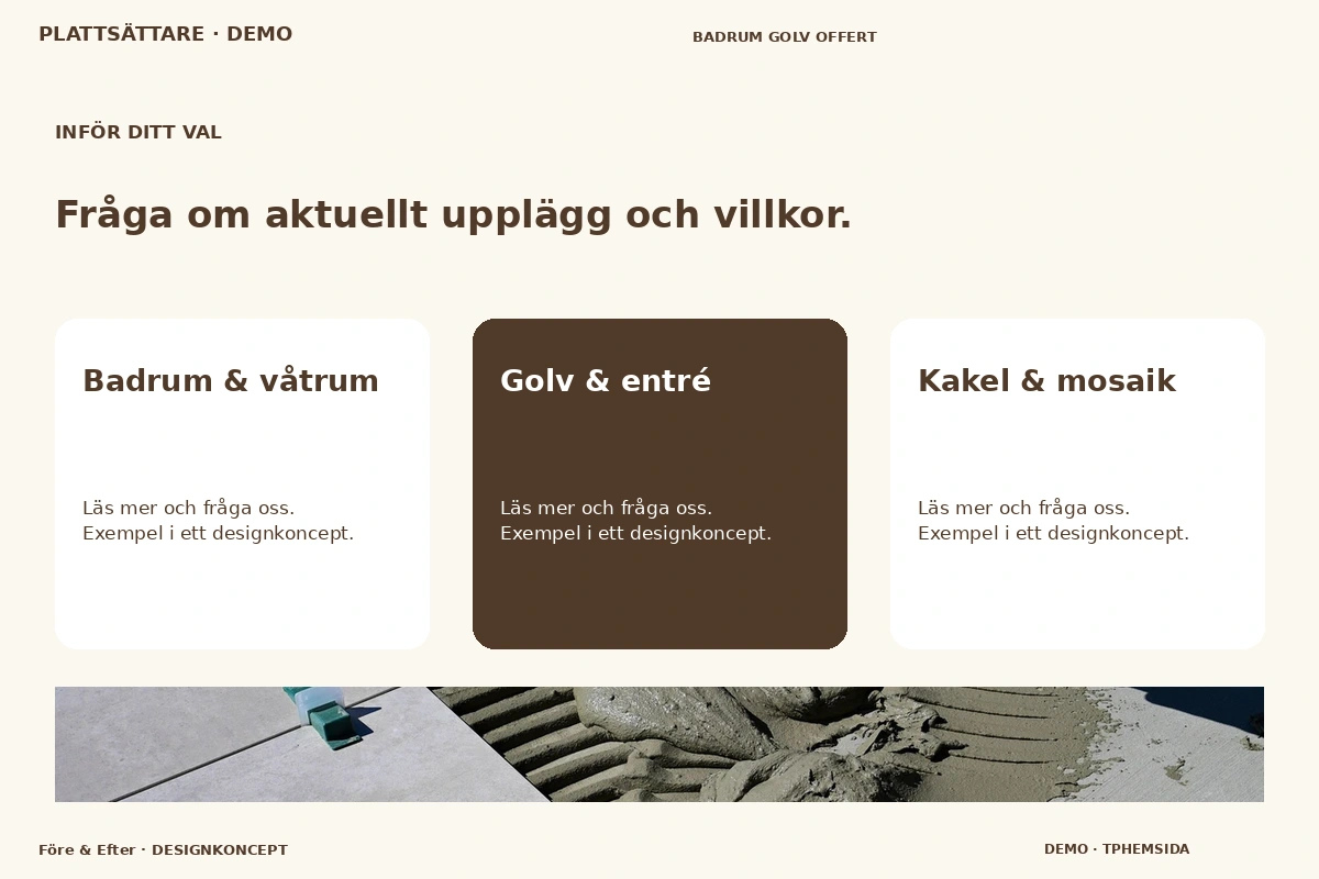 Före & Efter – Alternativ & villkor för plattsättare