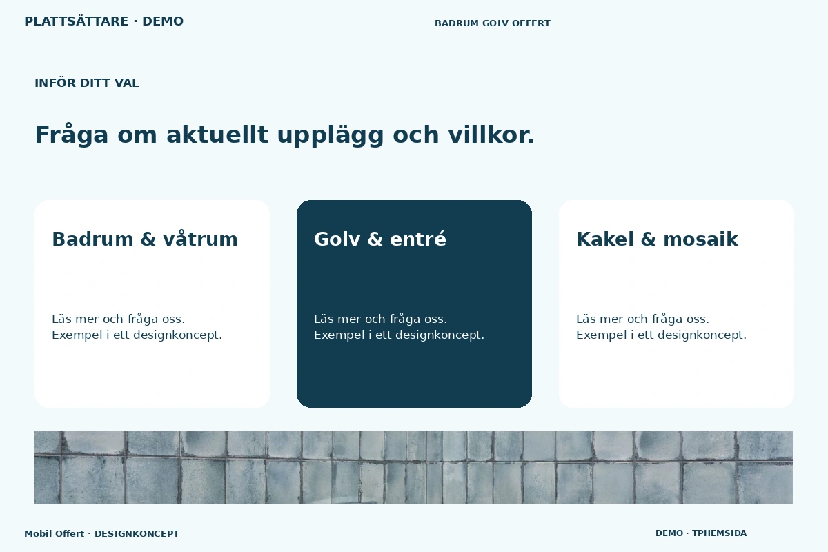 Mobil Offert – Alternativ & villkor för plattsättare