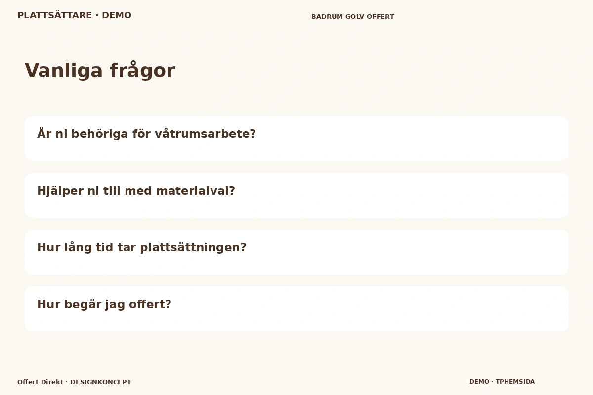 Offert Direkt – Vanliga frågor för plattsättare