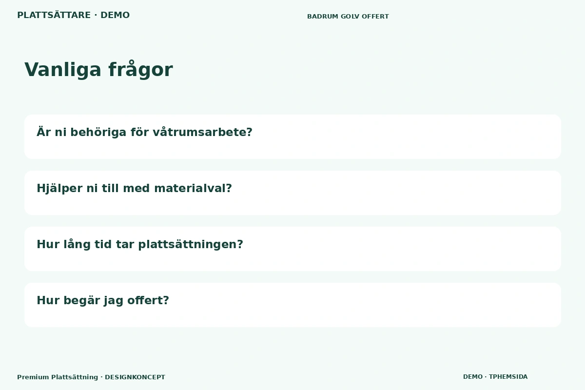 Premium Plattsättning – Vanliga frågor för plattsättare