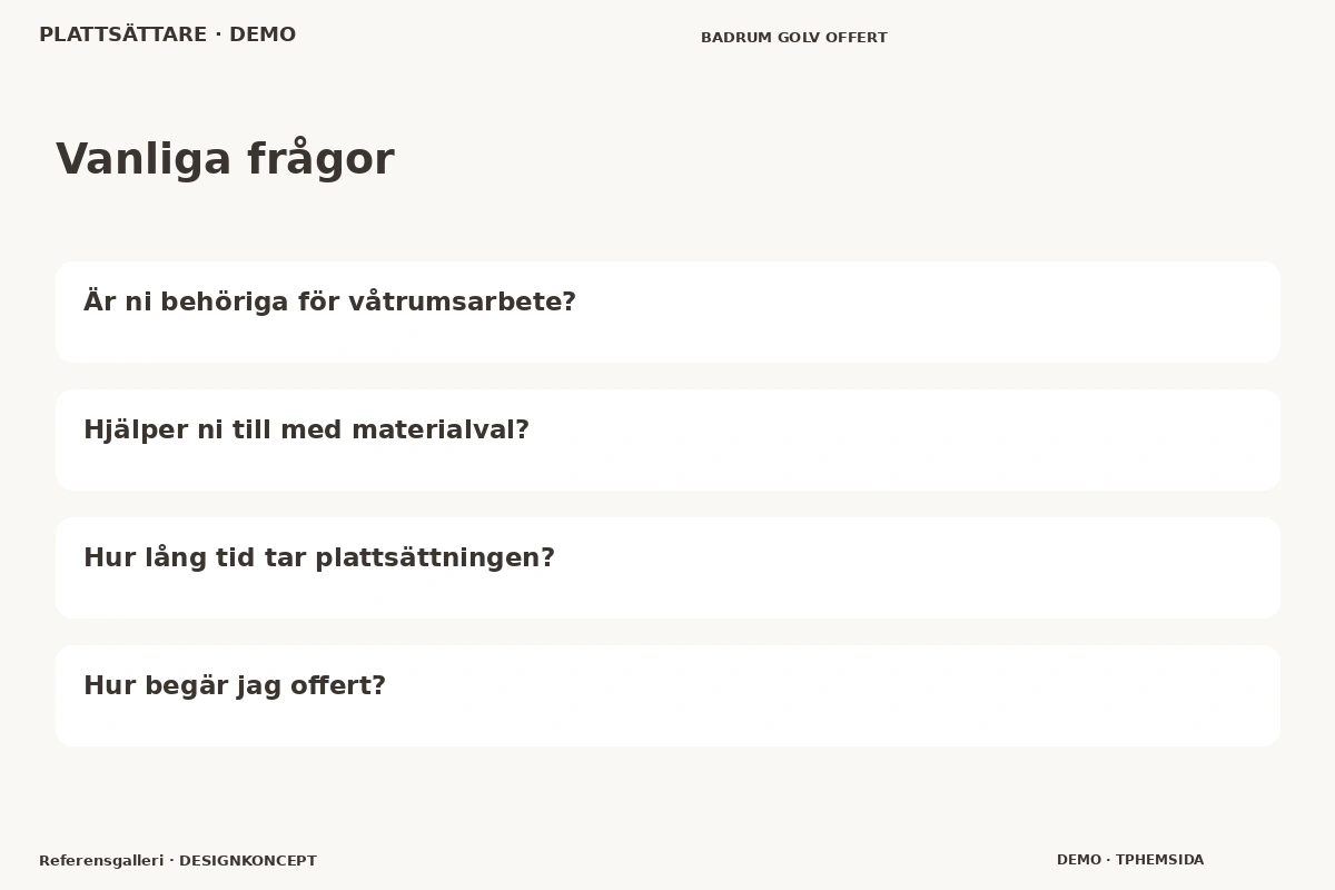 Referensgalleri – Vanliga frågor för plattsättare