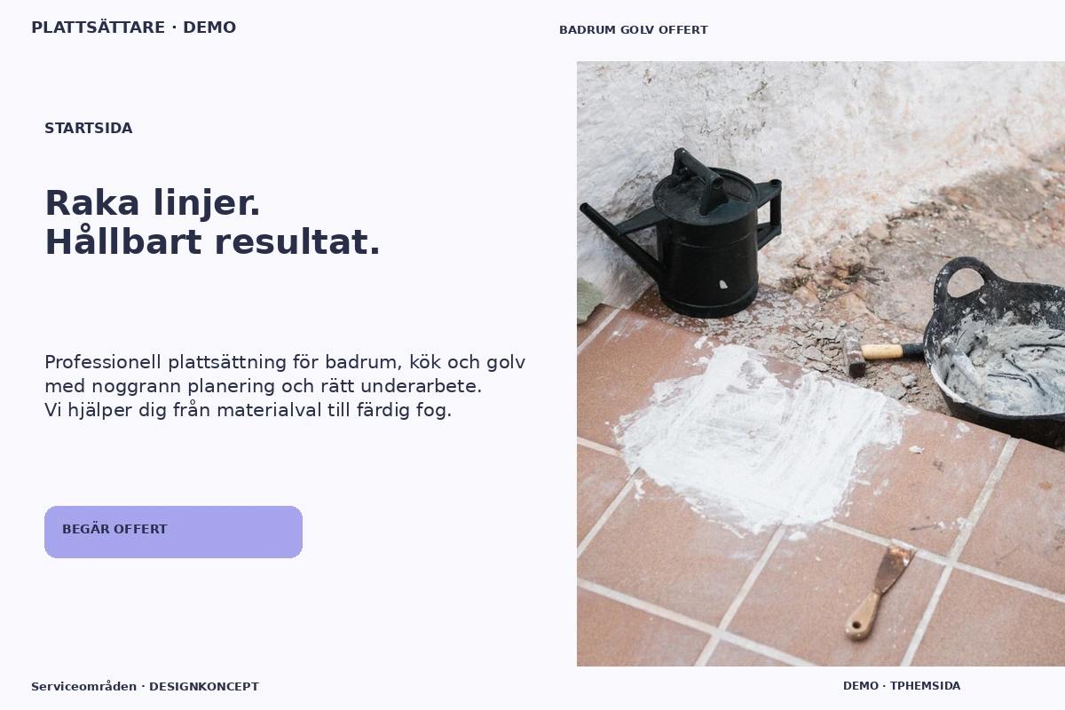 Serviceområden – Startsida för plattsättare