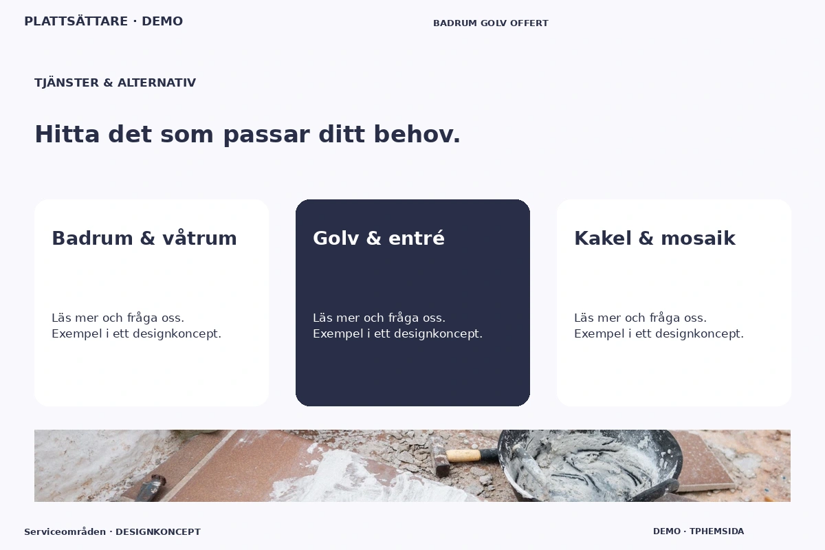 Serviceområden – Tjänster & alternativ för plattsättare
