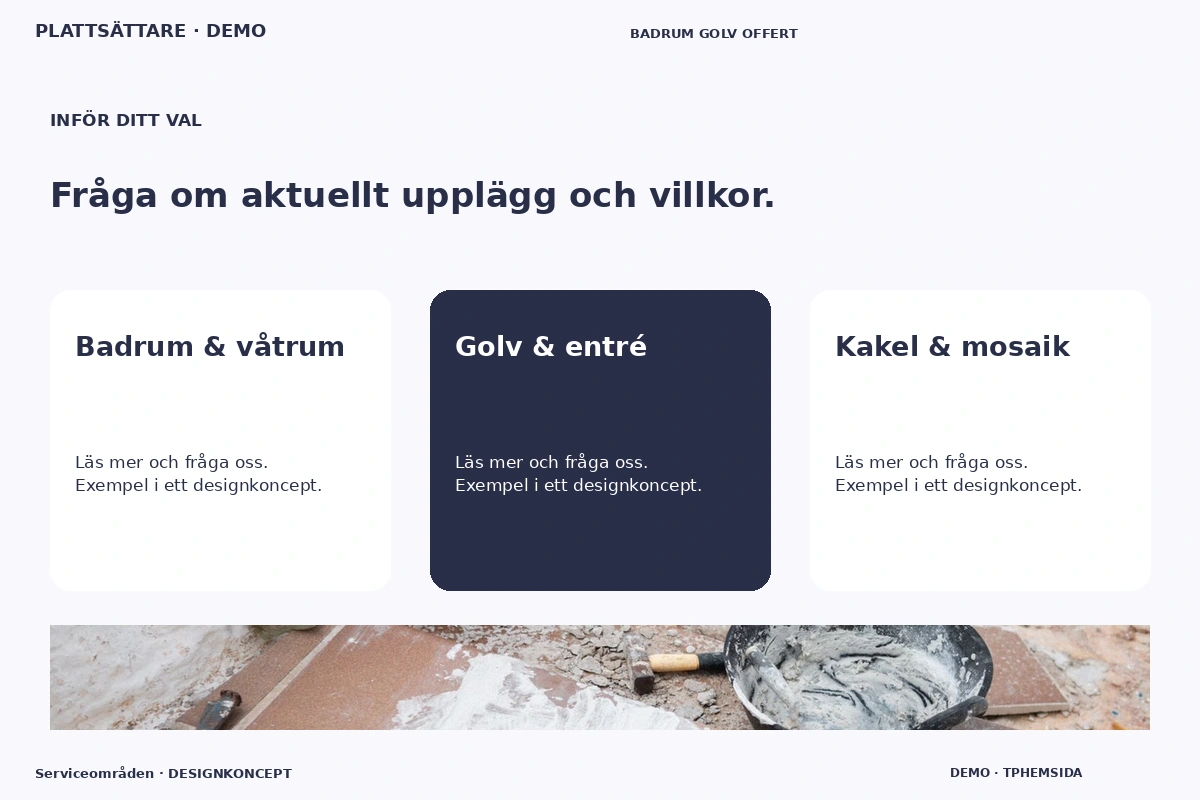 Serviceområden – Alternativ & villkor för plattsättare