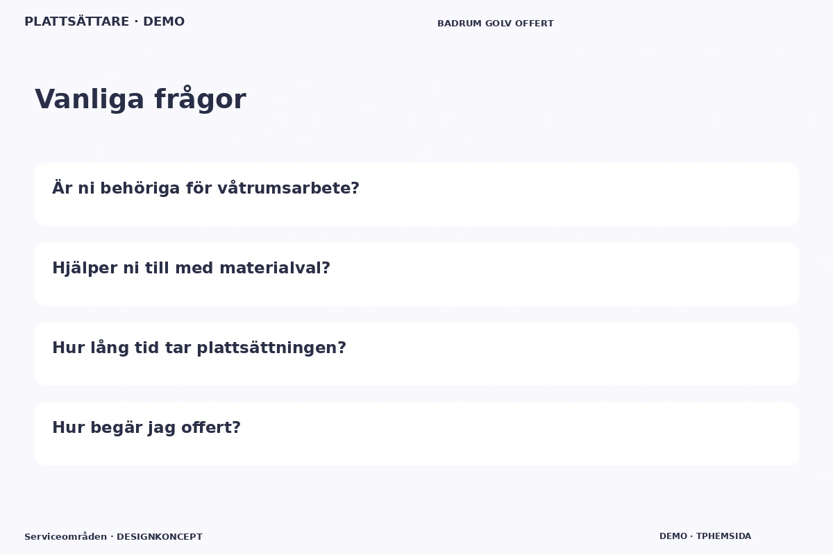 Serviceområden – Vanliga frågor för plattsättare