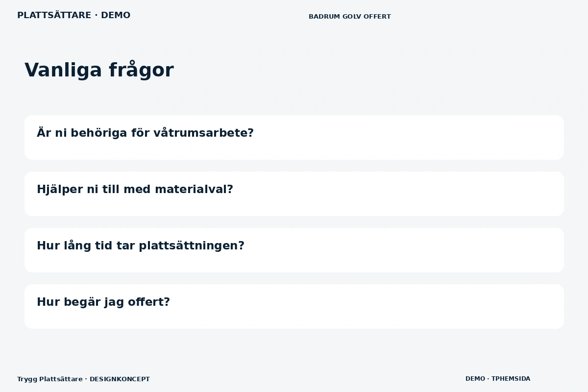 Trygg Plattsättare – Vanliga frågor för plattsättare