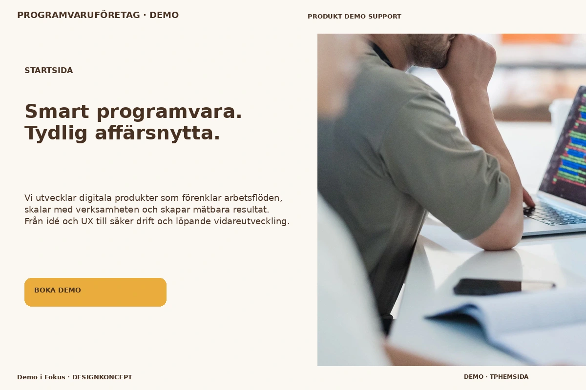 Demo i Fokus – Startsida för programvaruföretag