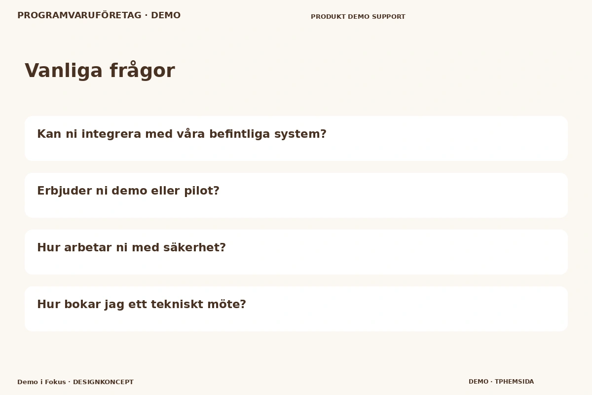 Demo i Fokus – Vanliga frågor för programvaruföretag
