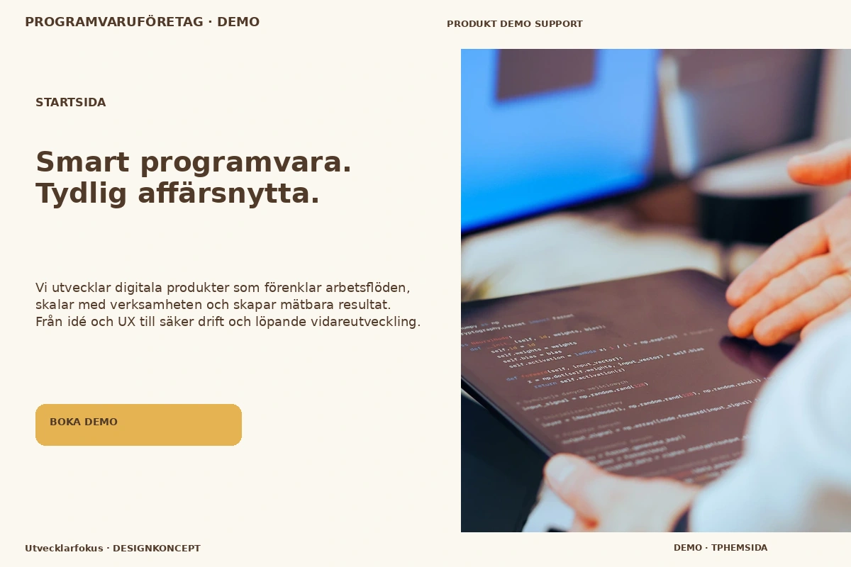 Utvecklarfokus – Startsida för programvaruföretag