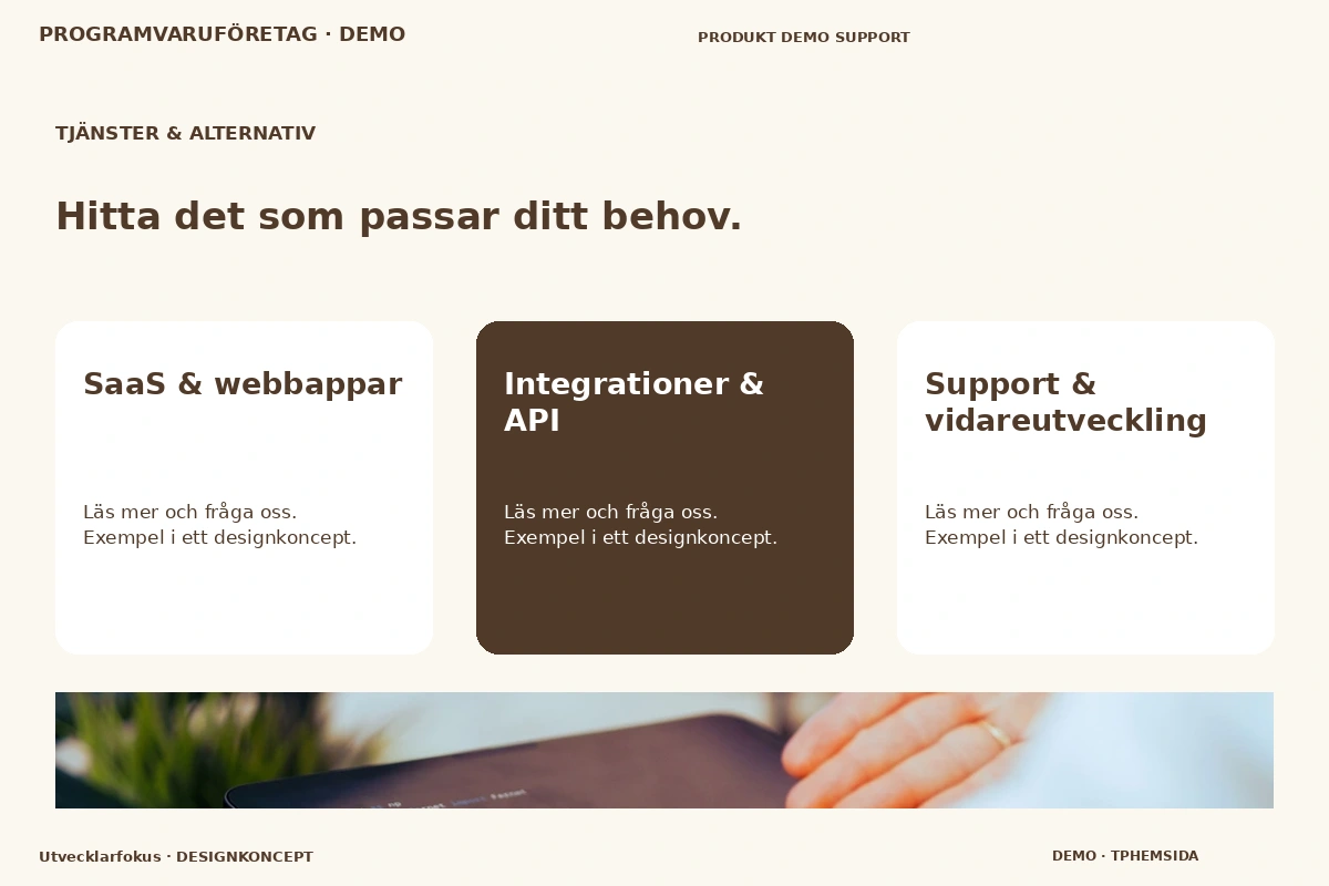 Utvecklarfokus – Tjänster & alternativ för programvaruföretag