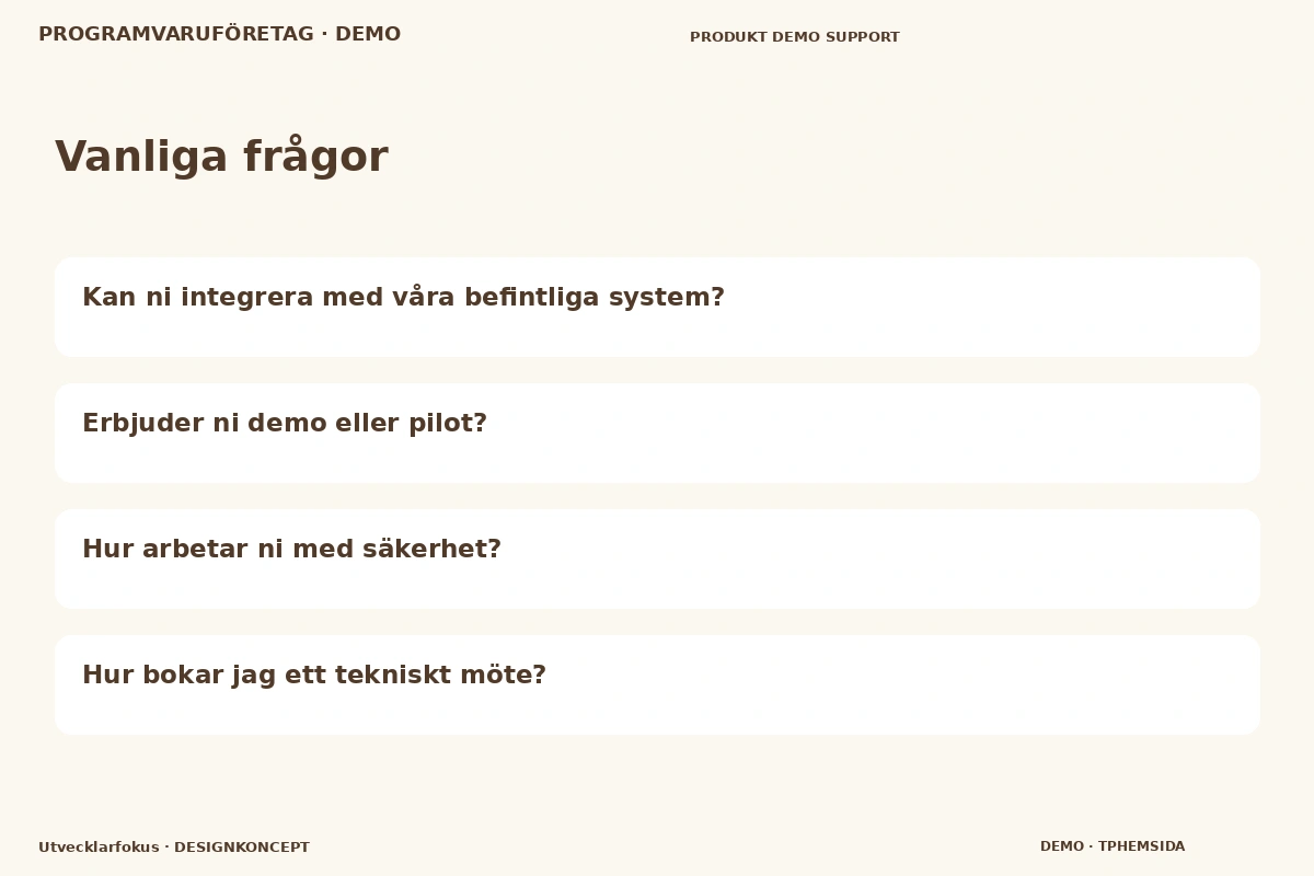 Utvecklarfokus – Vanliga frågor för programvaruföretag