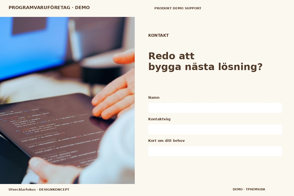 Utvecklarfokus – Kontakt för programvaruföretag