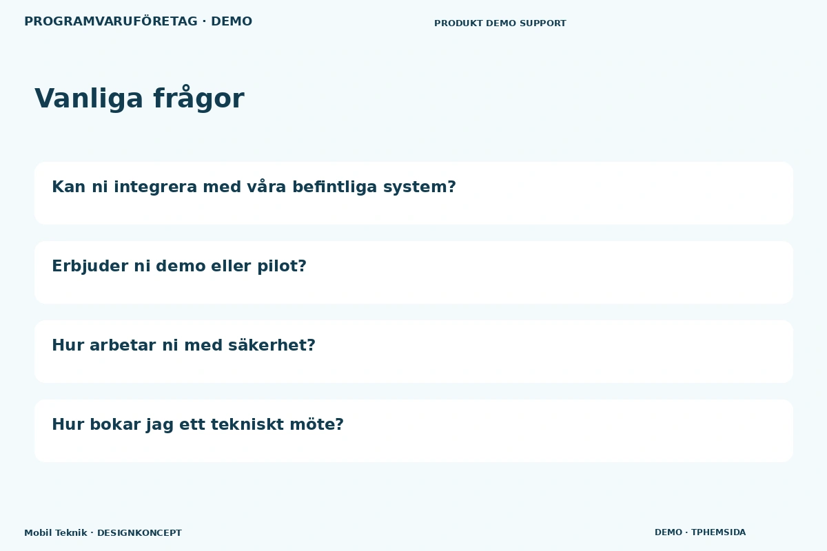 Mobil Teknik – Vanliga frågor för programvaruföretag