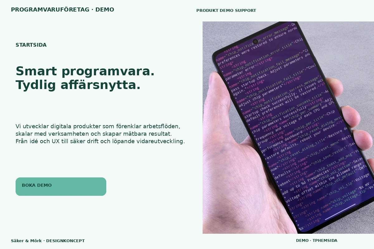 Säker & Mörk – Startsida för programvaruföretag