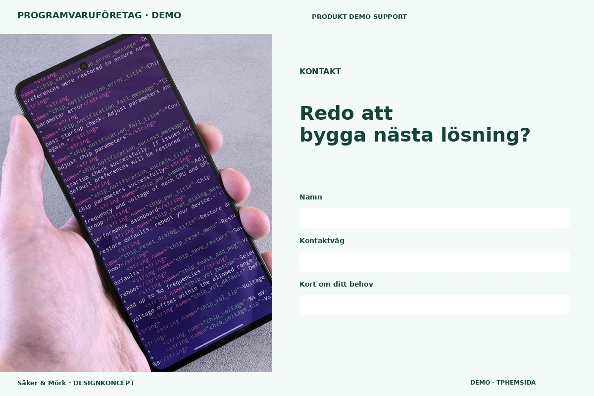 Säker & Mörk – Kontakt för programvaruföretag