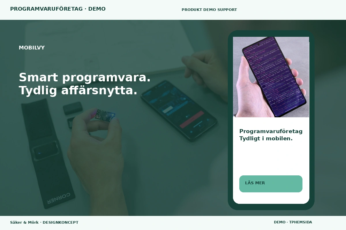 Säker & Mörk – Mobilvy för programvaruföretag